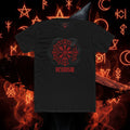 Viking Compass Vegvisir Tee — Red Rune Helm Symbol T‑Shirt style 101 By THE WICCANS.COM