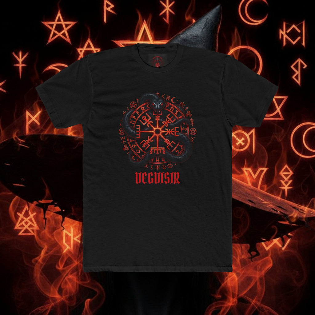 Valknut Vegvisir Sigil Tee — Norse Compass Rune T-Shirt style 100 by THE WICCANS.COM