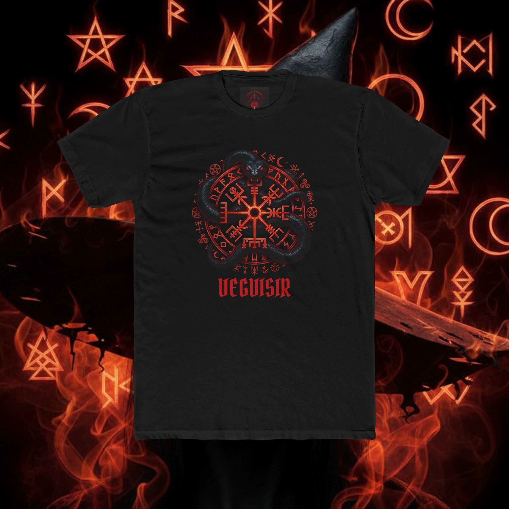 Valknut Vegvisir Sigil Tee — Norse Compass Rune T-Shirt style 100 by THE WICCANS.COM