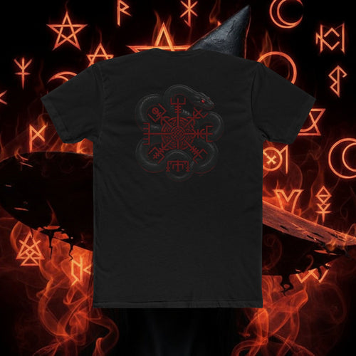 Occult Sigil Tee — Red Norse/Viking Vegvisir Rune Shirt style 97 By THE WICCANS.COM