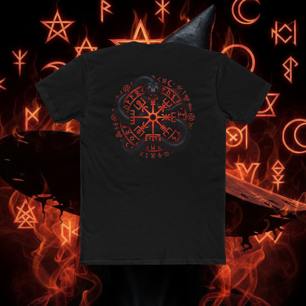 Valknut Vegvisir Sigil Tee — Norse Compass Rune T-Shirt style 100 by THE WICCANS.COM